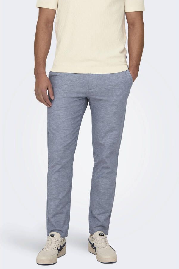 ONLY & SONS ONSMARK tapered chino met linnen blauw