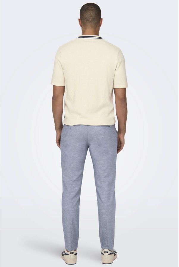 ONLY & SONS ONSMARK tapered chino met linnen blauw - Foto 2