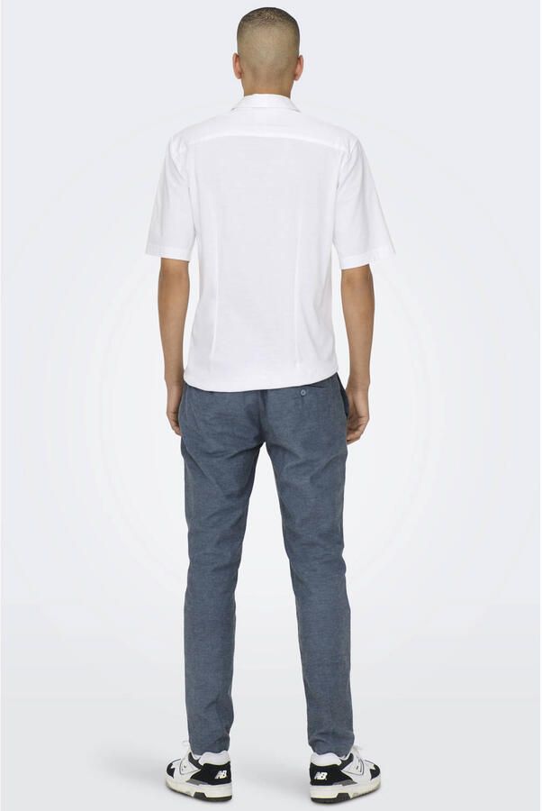 ONLY & SONS ONSMARK tapered chino met linnen donkerblauw - Foto 2