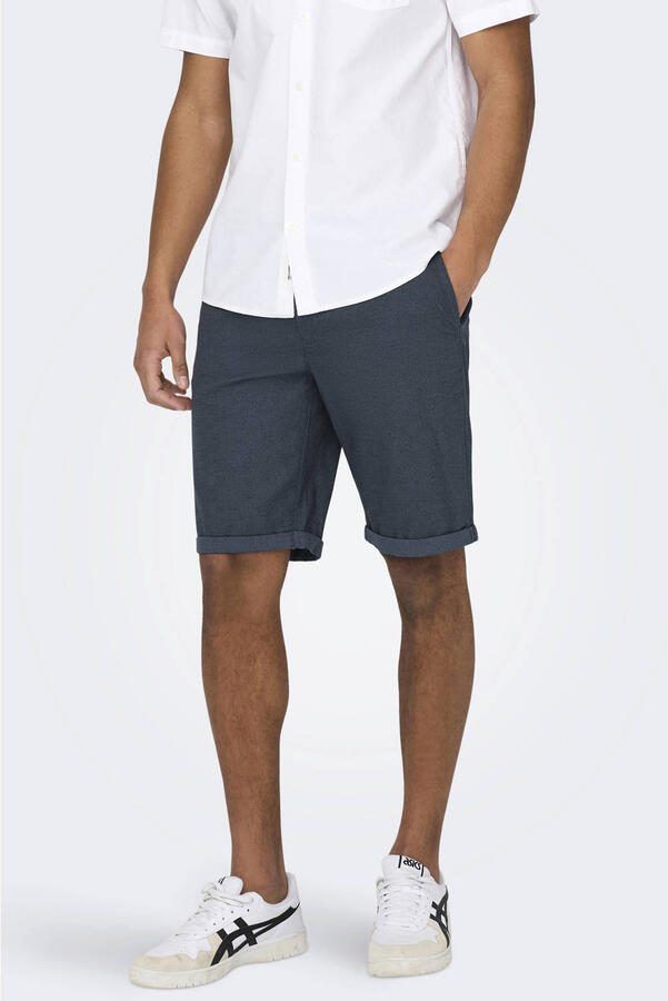 ONLY & SONS ONSPETER regular chino short donkerblauw
