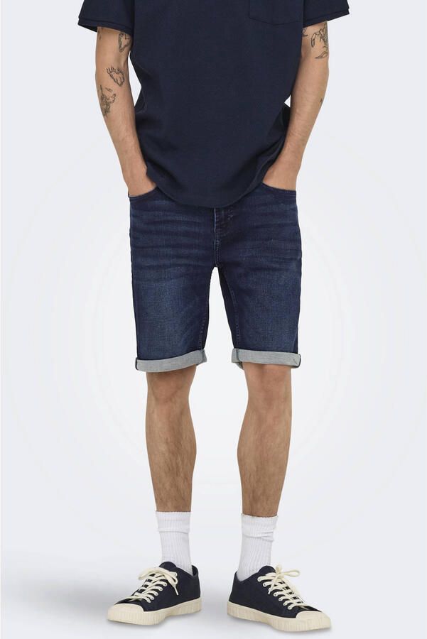 ONLY & SONS ONSPLY Regular denim short dark blue denim - Foto 4