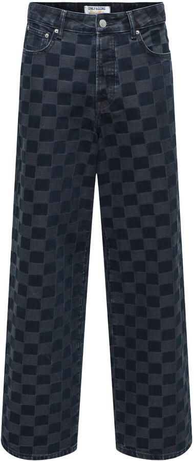ONLY & SONS ONSREMI wide leg jeans donkerblauw