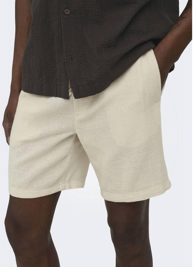 ONLY & SONS ONSTREV regular casual short beige met textuur