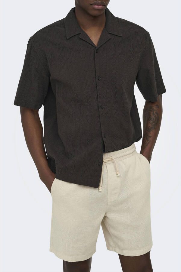 ONLY & SONS ONSTREV regular casual short beige met textuur - Foto 3