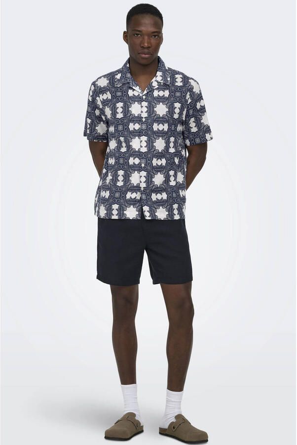 ONLY & SONS ONSTREV regular casual short donkerblauw met textuur - Foto 2