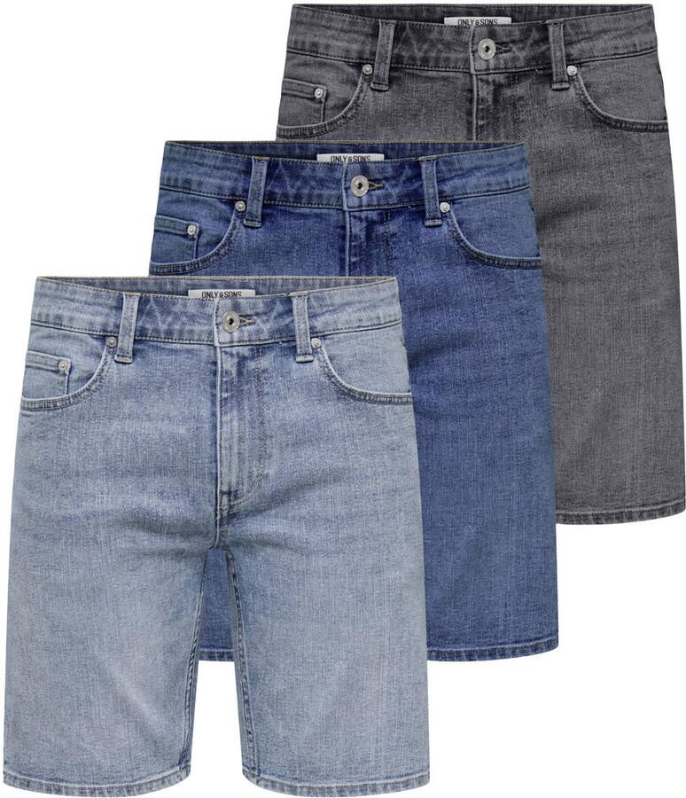 ONLY & SONS ONSWEFT denim regular short (set van 3)