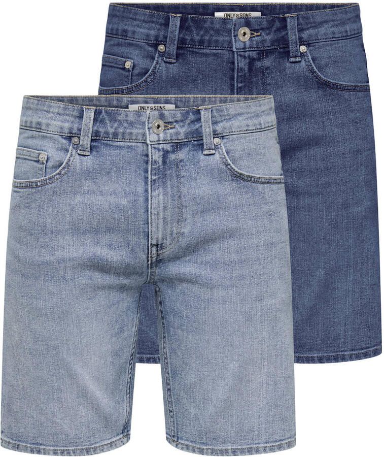 ONLY & SONS ONSWEFT regular short medium blue denim (set van 2)