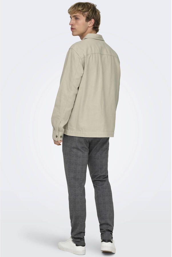 ONLY & SONS linnen relaxed overshirt beige - Foto 4
