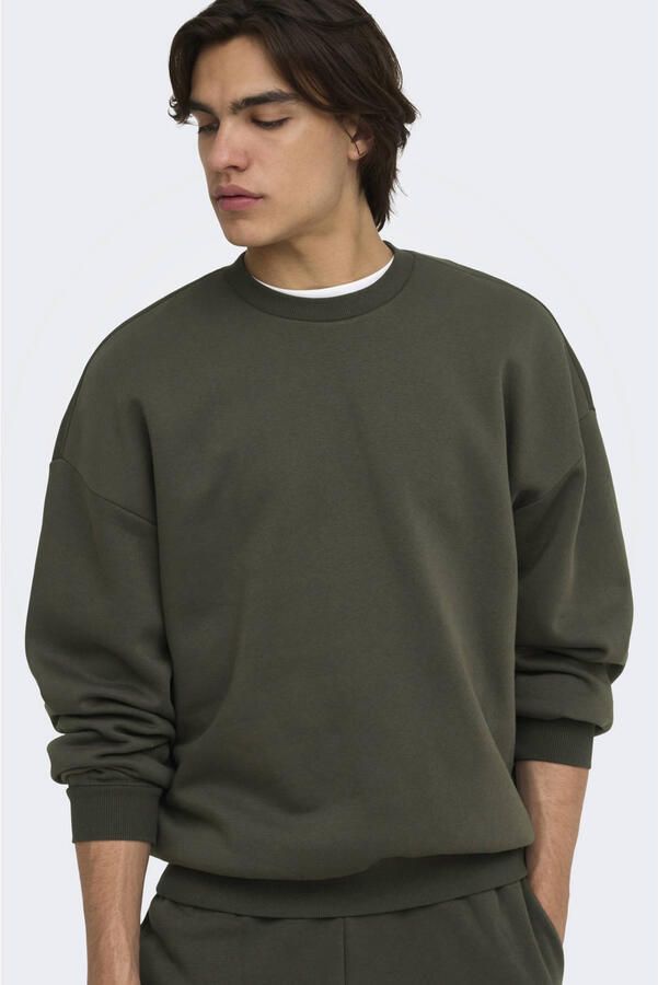ONLY & SONS oversized sweater donkergroen