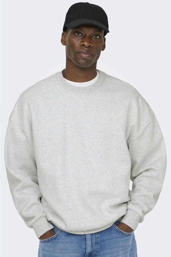 ONLY & SONS oversized sweater lichtgrijs