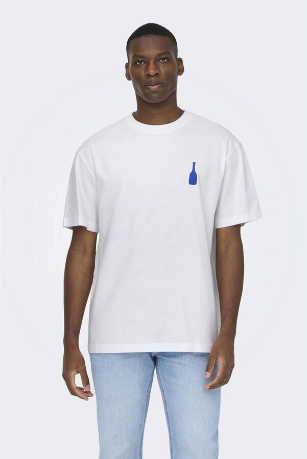 ONLY & SONS oversized T-shirt met backprint wit
