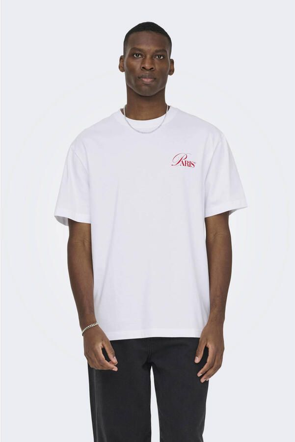 ONLY & SONS oversized T-shirt met backprint wit