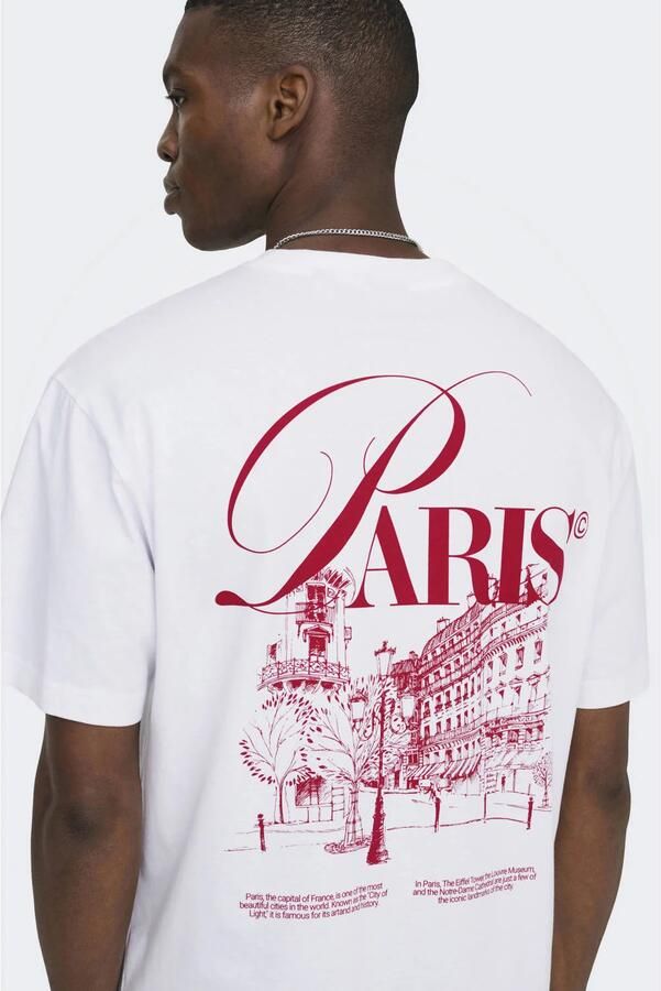 ONLY & SONS oversized T-shirt met backprint wit - Foto 3