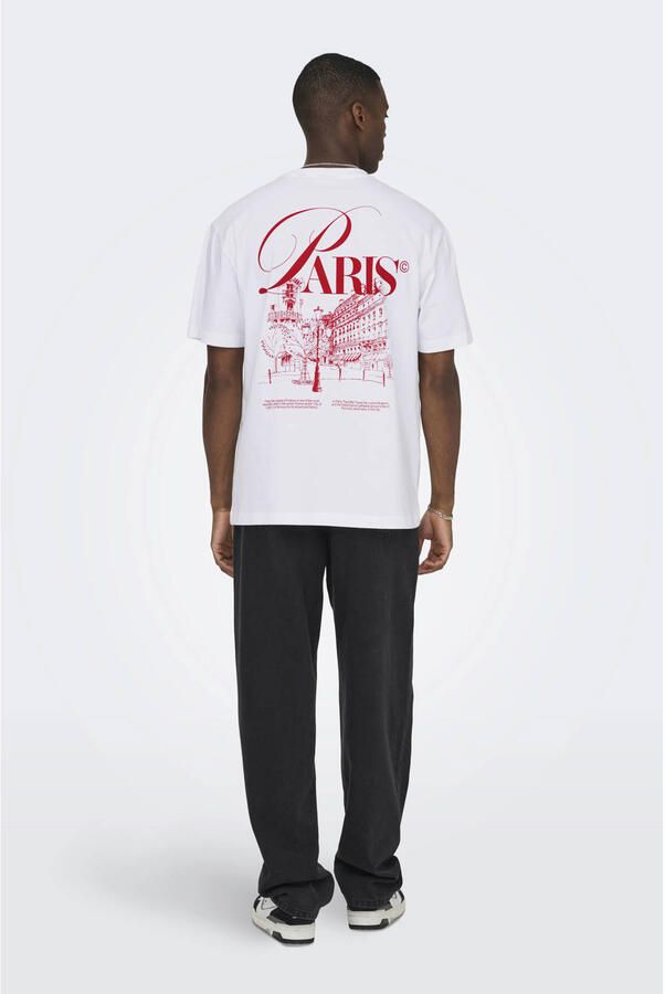 ONLY & SONS oversized T-shirt met backprint wit - Foto 2
