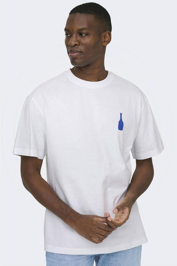 ONLY & SONS oversized T-shirt met backprint wit