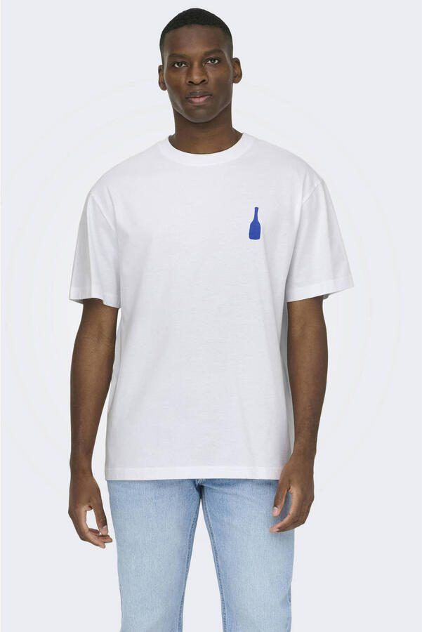 ONLY & SONS oversized T-shirt met backprint wit - Foto 3