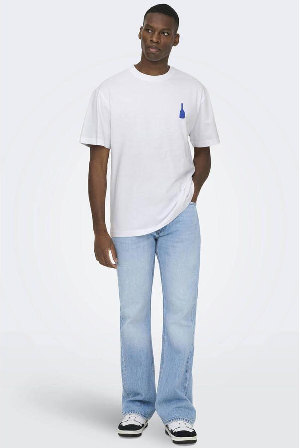 ONLY & SONS oversized T-shirt met backprint wit - Foto 2