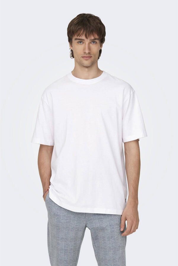 Only & Sons Ontspannen T-shirt met korte mouwen voor mannen White Heren
