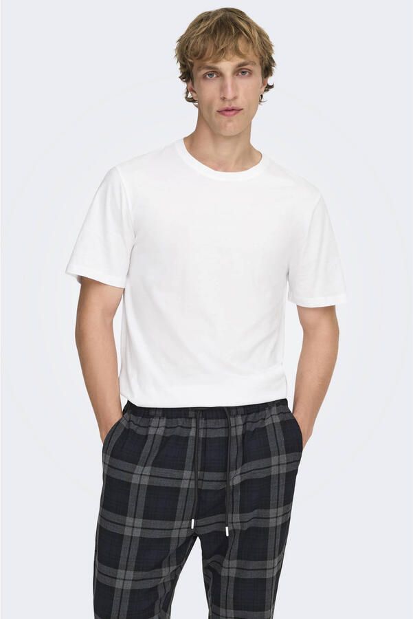 Only & Sons Witte Katoenen Heren T-Shirt Lente Zomer Collectie White Heren