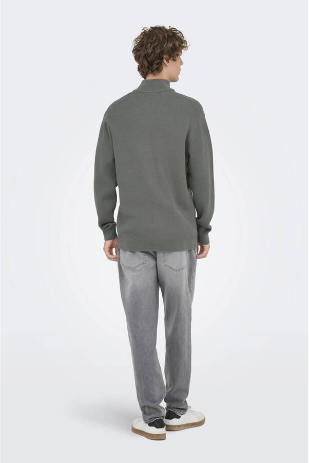 ONLY & SONS pullover rib gebreid grijsgroen - Foto 2
