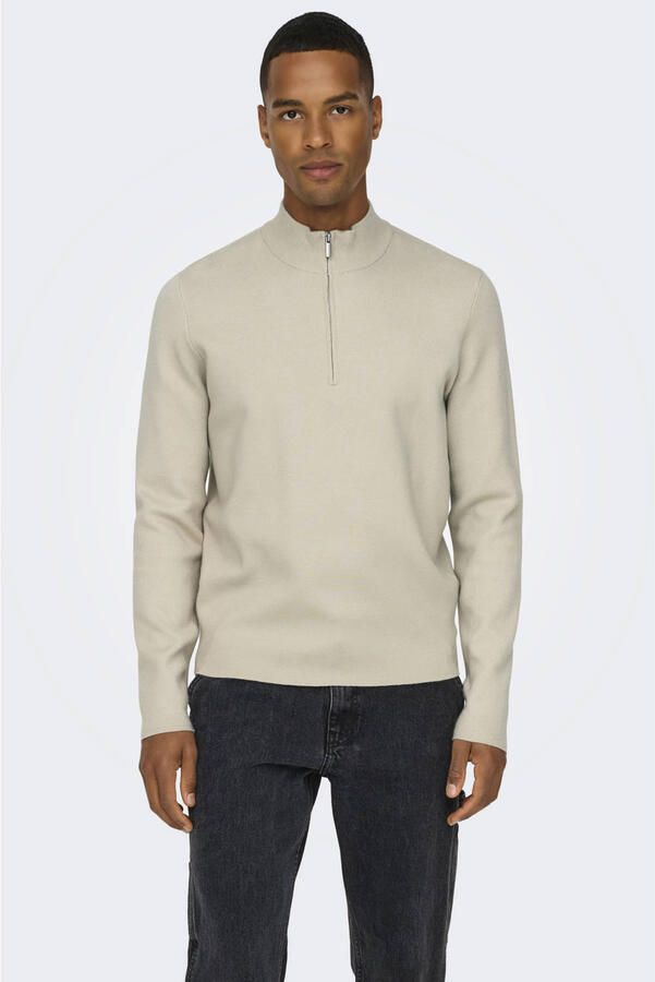 ONLY & SONS Schipperstrui ONSCOOPER REG 12 HALF ZIP HIGH NECK KNIT