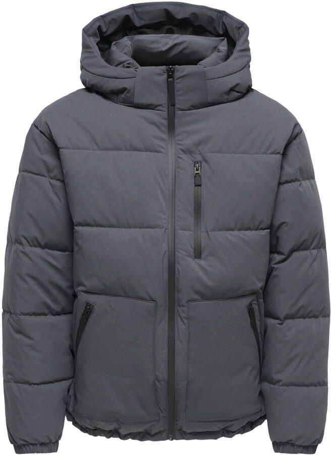 ONLY & SONS quilted pufferjas asphalt