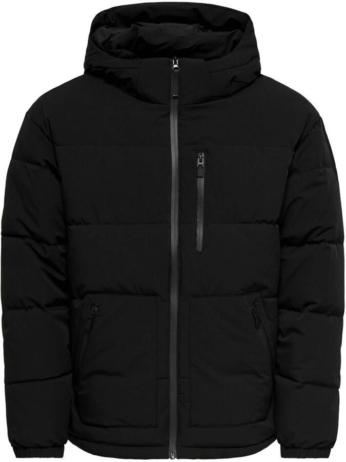ONLY & SONS quilted pufferjas zwart
