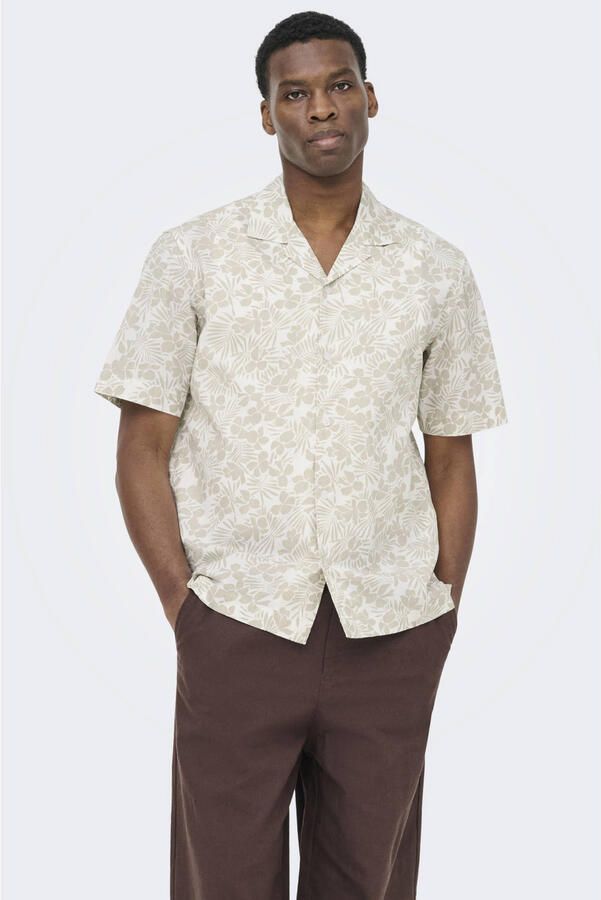 ONLY & SONS regular casual overhemd beige