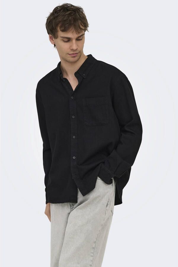 ONLY & SONS regular casual overhemd black denim