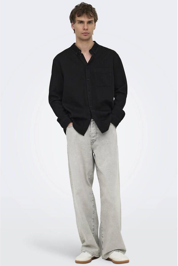 ONLY & SONS regular casual overhemd black denim - Foto 2