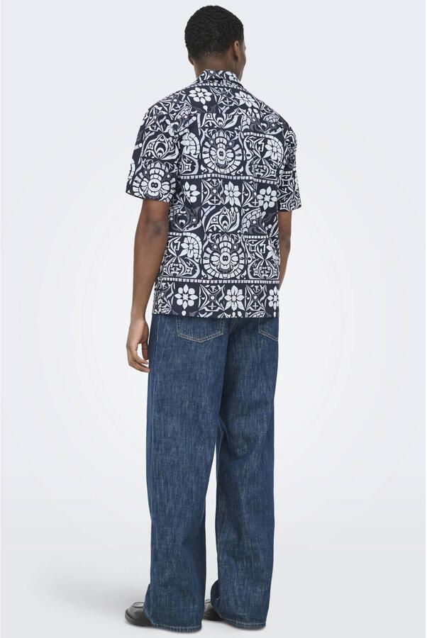 ONLY & SONS regular casual overhemd donkerblauw - Foto 2