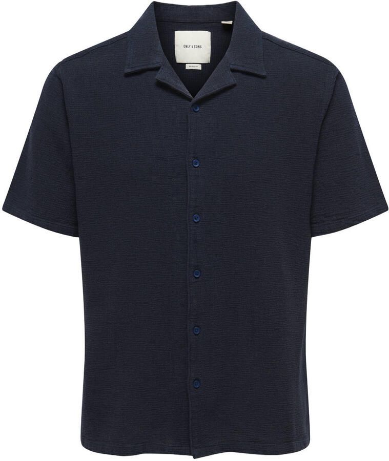 ONLY & SONS regular casual overhemd donkerblauw