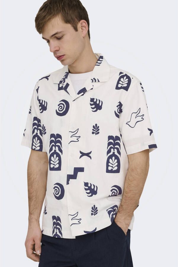 ONLY & SONS regular casual overhemd ecru