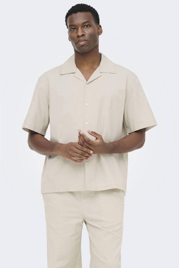 ONLY & SONS regular casual overhemd ecru