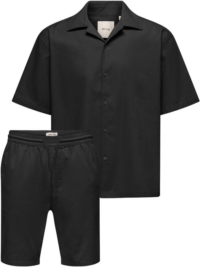 ONLY & SONS regular casual overhemd en short zwart