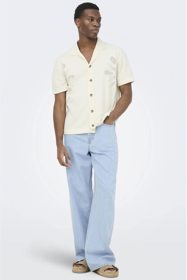 ONLY & SONS regular casual overhemd gebreid ecru - Foto 2