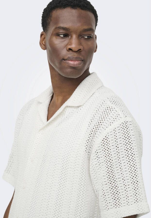 ONLY & SONS regular casual overhemd gebreid ecru - Foto 2