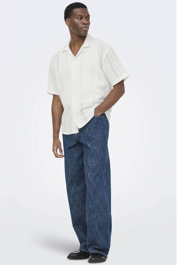ONLY & SONS regular casual overhemd gebreid ecru - Foto 3