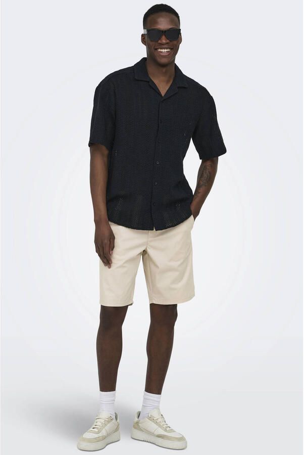 ONLY & SONS regular casual overhemd gebreid zwart - Foto 2