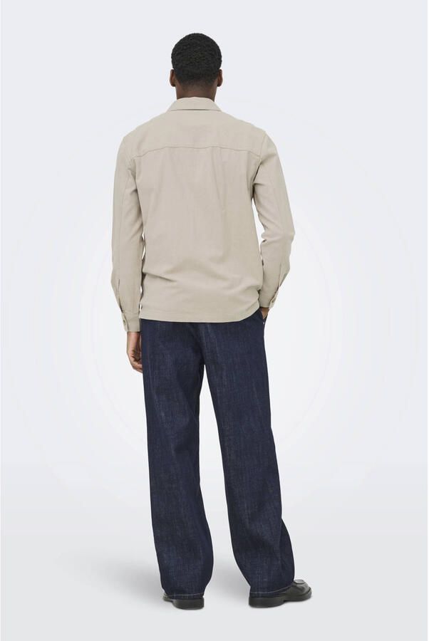 ONLY & SONS regular casual overhemd met linnen beige - Foto 2