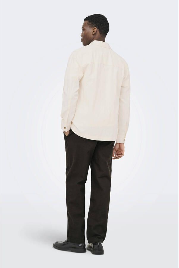 ONLY & SONS regular casual overhemd met linnen ecru - Foto 2