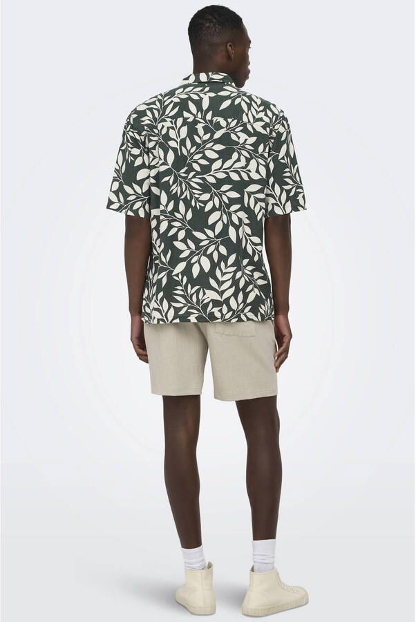 ONLY & SONS regular casual overhemd met linnen groen - Foto 2