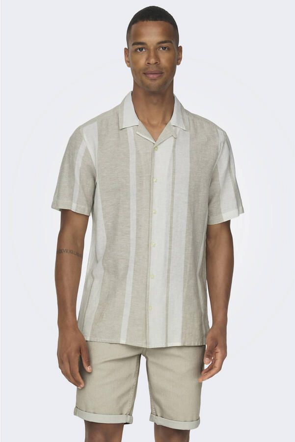 ONLY & SONS Overhemd met korte mouwen ONSCAIDEN SS STRIPE LINEN RESORT NOOS