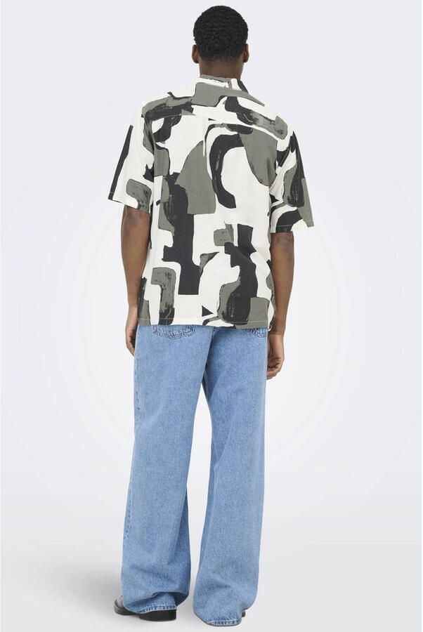 ONLY & SONS regular casual overhemd met linnen multi - Foto 2
