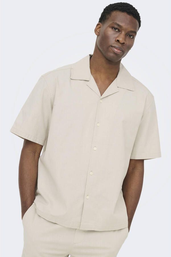 ONLY & SONS regular casual overhemd met short beige