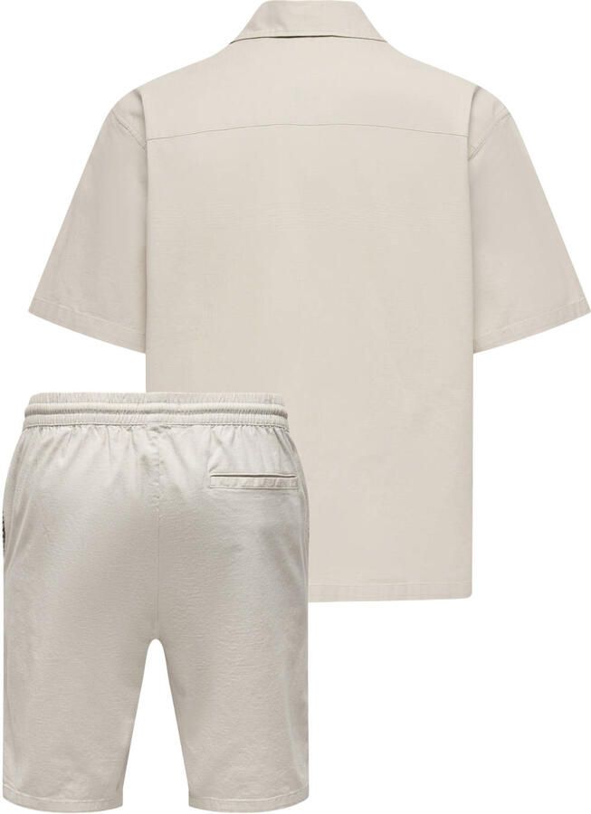 ONLY & SONS regular casual overhemd met short beige - Foto 2