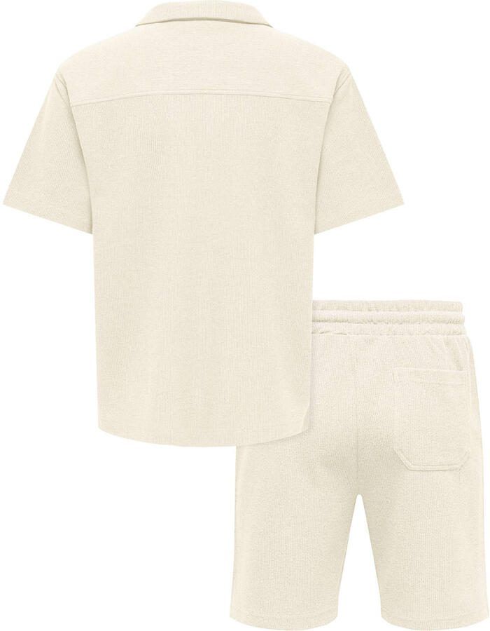 ONLY & SONS regular casual overhemd met short ecru