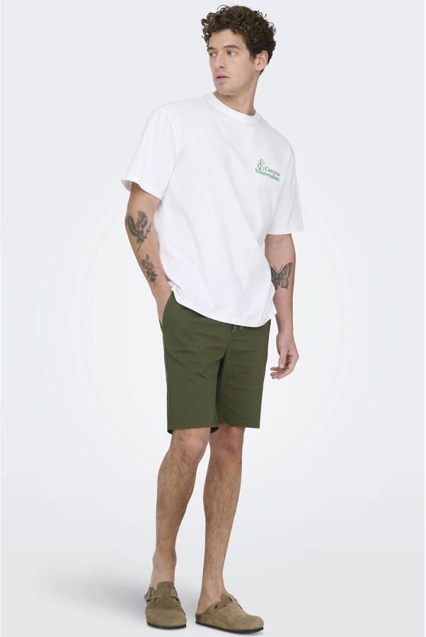 ONLY & SONS regular casual overhemd met short olijfgroen - Foto 2