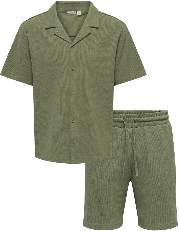 ONLY & SONS regular casual overhemd met short olijfgroen