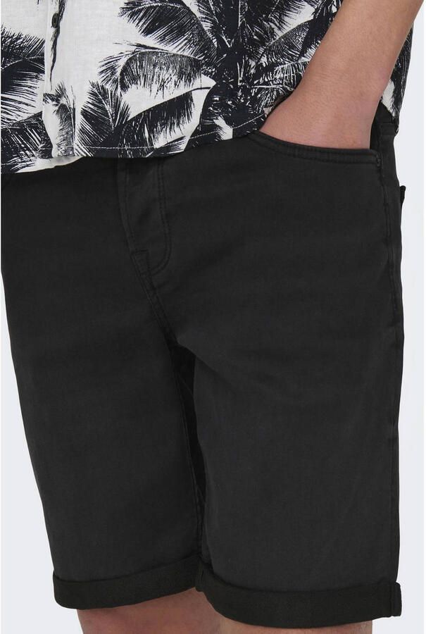 Only & Sons Zwarte Herenshorts met Ritssluiting en Knoopsluiting Black Heren